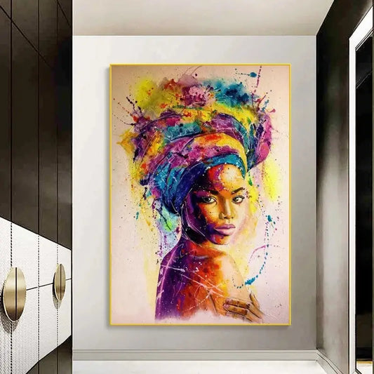 African Woman Graffiti Art Canvas Wall Poster 15.7x23.6"