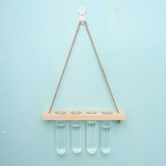 3-Layer Solid Wood Hydroponic Glass Vase Wall Decor